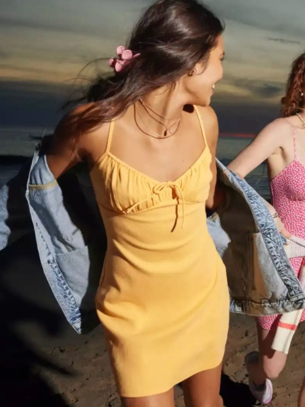 American Eagle Orange Slip-On Mini Dress